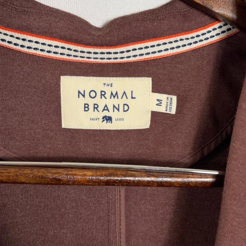 The Normal Brand Blazer Knit Cotton Blend Patch Pocket Brown Mens Size Medium